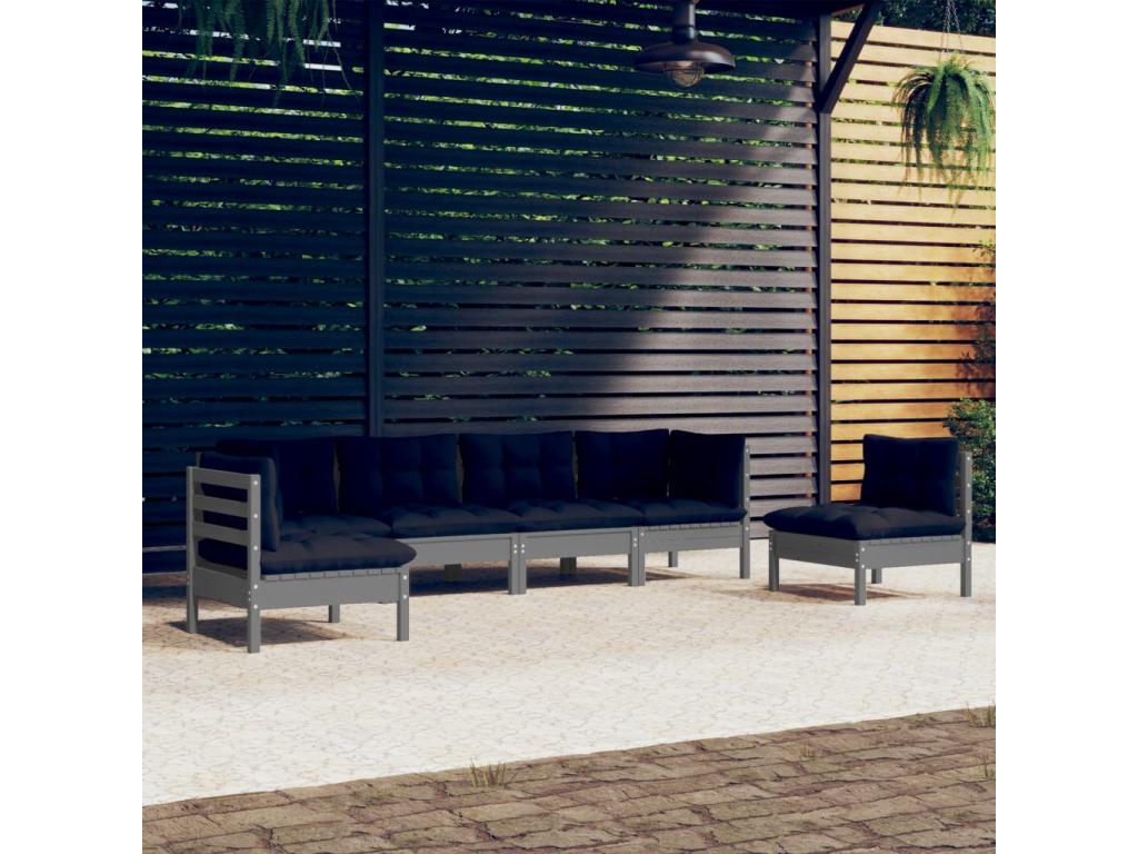 Gray Pine Wood Outdoor Furniture Set - dlz1766581917881