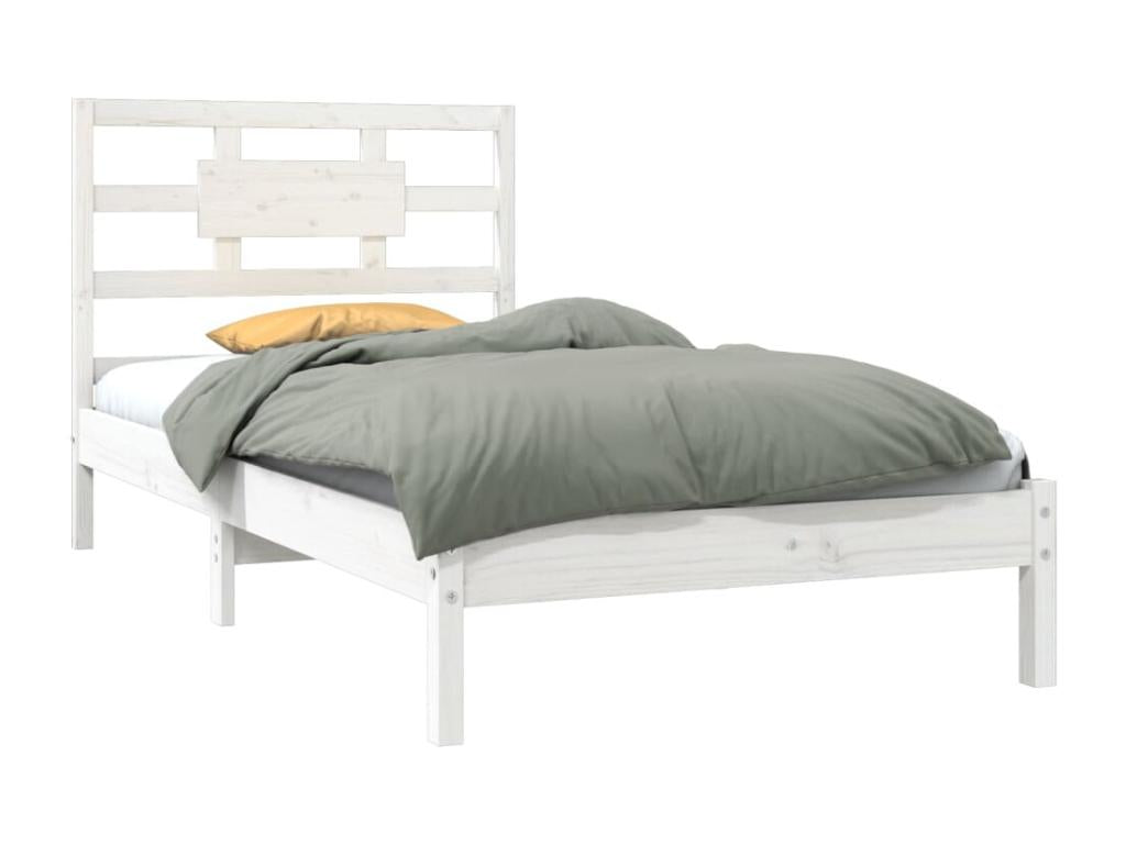 White Solid Wood Bed Frame, 90 x 200 cm