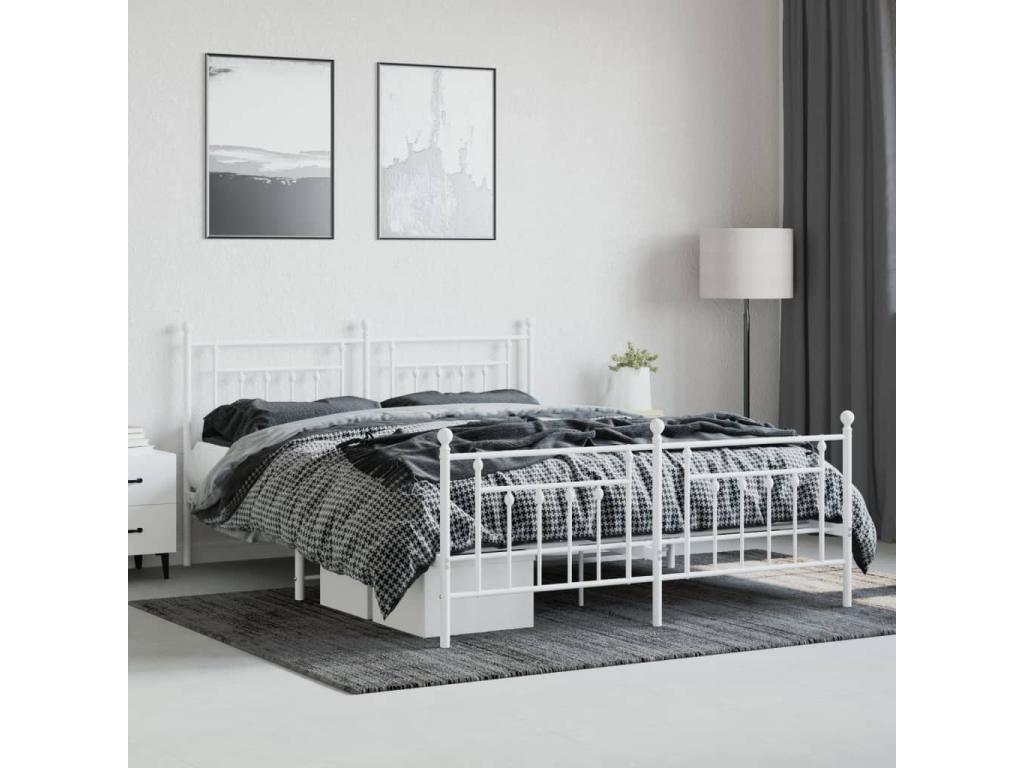 White Metal Bed Frame, 160 x 200 cm
