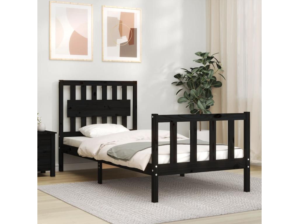 Black Solid Wood Bed Frame