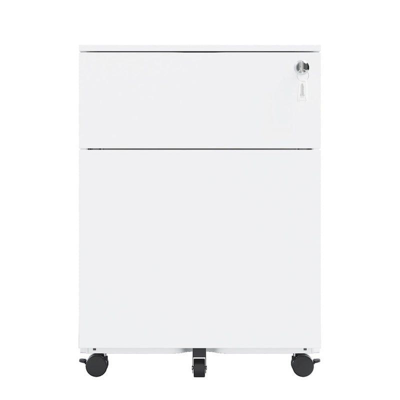2 Drawer Mobile File Cabinet with Lock Steel File Cabinet for Legal/Letter/A4/F4 Size