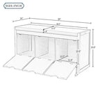 Storage Bench with Removale Cushion and 3 Flip Lock Storage