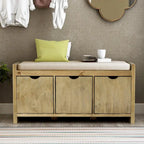 Storage Bench with Removale Cushion and 3 Flip Lock Storage
