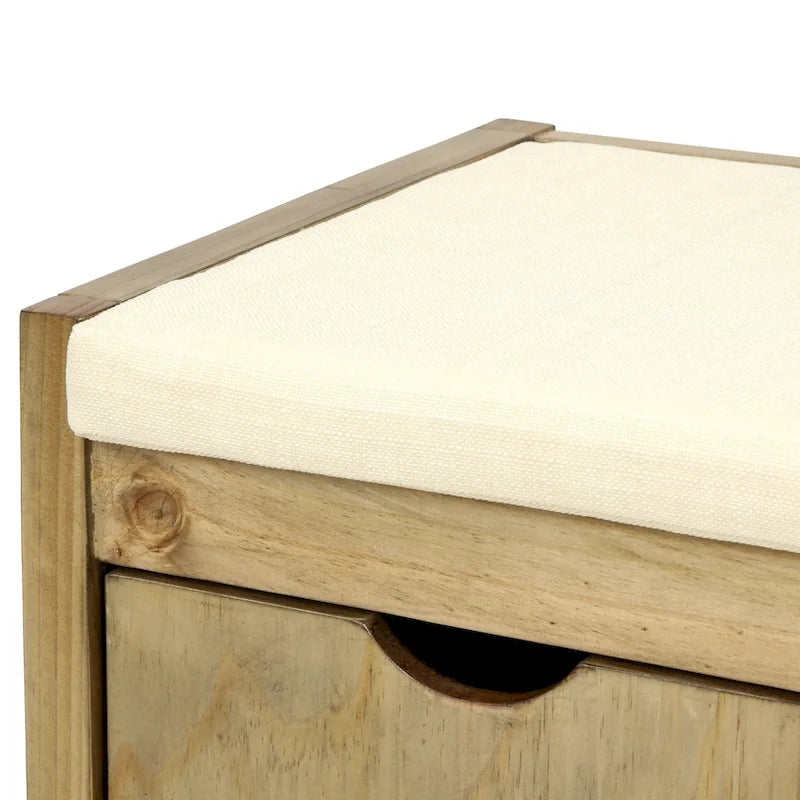 Storage Bench with Removale Cushion and 3 Flip Lock Storage