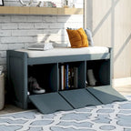 Storage Bench with Removale Cushion and 3 Flip Lock Storage