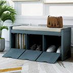 Storage Bench with Removale Cushion and 3 Flip Lock Storage