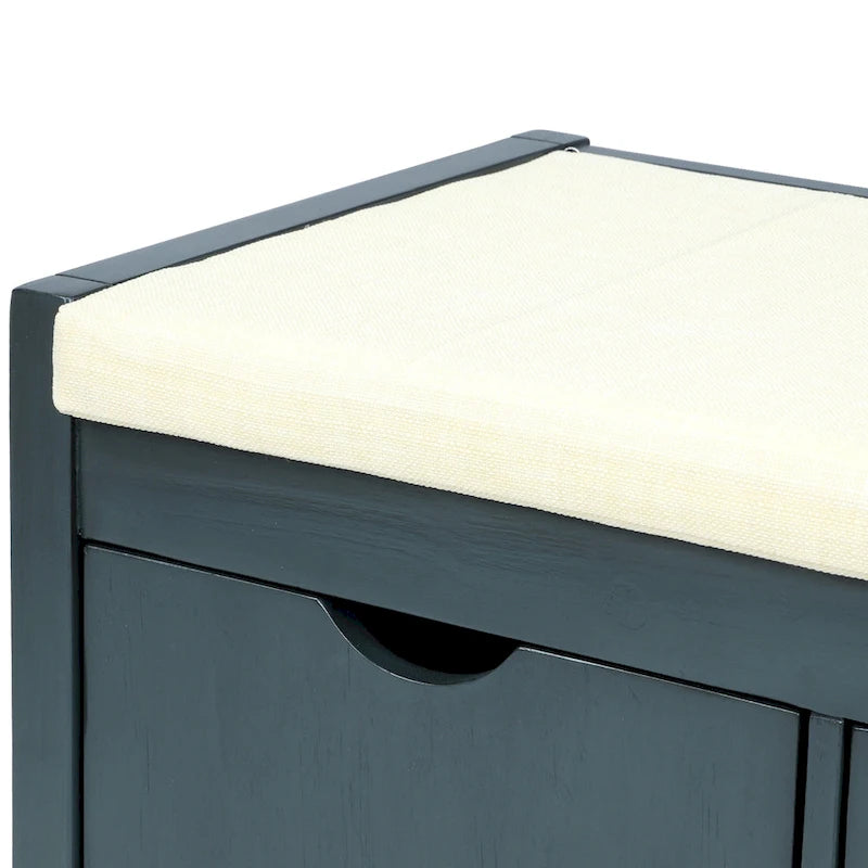 Storage Bench with Removale Cushion and 3 Flip Lock Storage