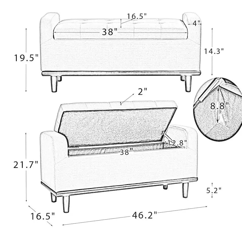 Bastian Upholstered Bench with Solid Wood Legs