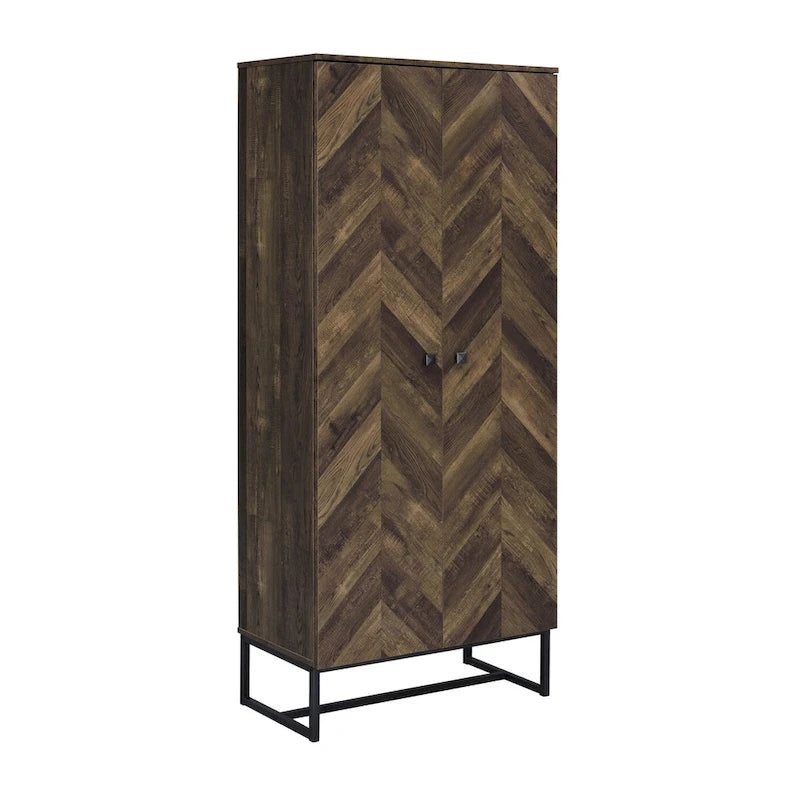 Gunderson Rustic Oak and Gunmetal 8-Shelf Accent Cabinet