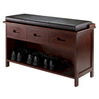 Adriana 2-Pc Storage Bench with Seat Cushion, Walnut and Espresso - 35.83 x 12.99 x 2.17 inches