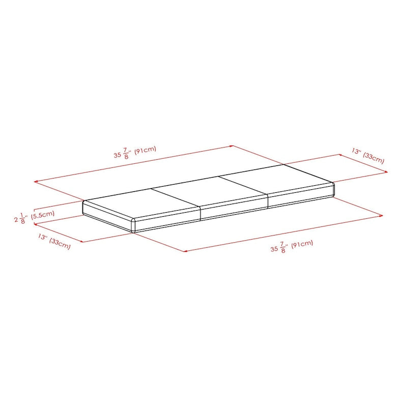 Adriana 2-Pc Storage Bench with Seat Cushion, Walnut and Espresso - 35.83 x 12.99 x 2.17 inches