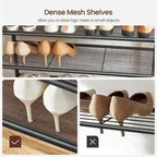 Rustic Brown Black Industrial Hall Tree with Coat Hooks 5-Tier Shoe Rack and Storage Shelves 31.5 Inch