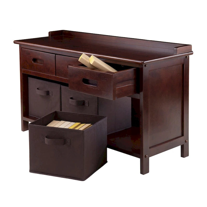 Adriana 4-Pc Storage Bench with 3 Foldable Fabric Baskets