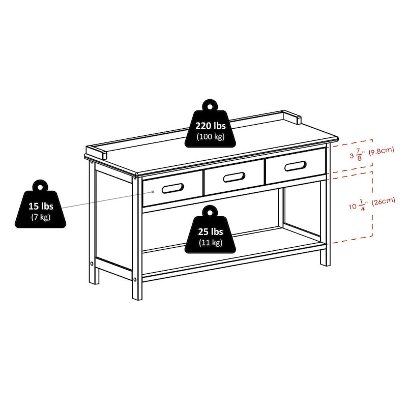 Adriana 4-Pc Storage Bench with 3 Foldable Fabric Baskets