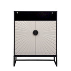 5-Tier Wooden Shoe Cabinet with Doors and Open Shelves