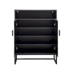 5-Tier Wooden Shoe Cabinet with Doors and Open Shelves