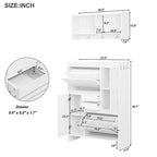 Multi-Functional Shoe Cabinet with Wall Cabinet, Space-saving Design Side Cabinet with 2 Flip Drawers and Hanging Hooks