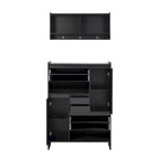 Multi-Functional Shoe Cabinet with Wall Cabinet, Space-saving Design Side Cabinet with 2 Flip Drawers and Hanging Hooks