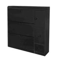 Versatile Shoe Cabinet with 3 Flip Drawers and Pull-down Seat