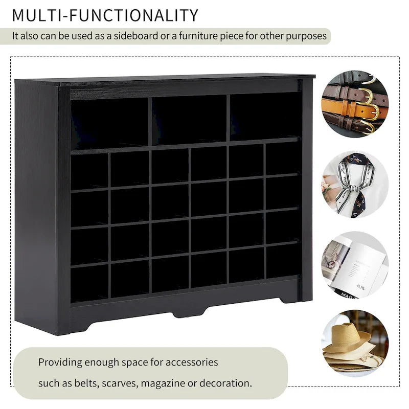 Modern 24 Shoe Cubby Console with Curved Base