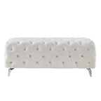 Button-Tufted Ottoman Bench, Upholstered Velvet Footrest Stool Accent Bench for Living Room.