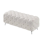 Button-Tufted Ottoman Bench, Upholstered Velvet Footrest Stool Accent Bench for Living Room.