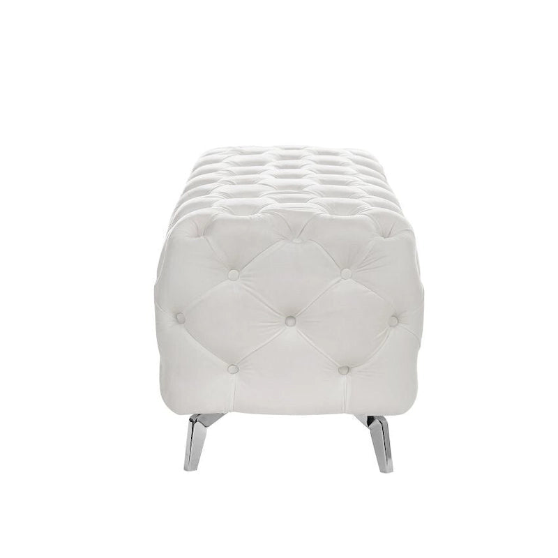 Button-Tufted Ottoman Bench, Upholstered Velvet Footrest Stool Accent Bench for Living Room.