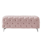Button-Tufted Ottoman Bench, Upholstered Velvet Footrest Stool Accent Bench for Living Room.