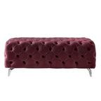 Button-Tufted Ottoman Bench, Upholstered Velvet Footrest Stool Accent Bench for Living Room.