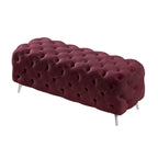 Button-Tufted Ottoman Bench, Upholstered Velvet Footrest Stool Accent Bench for Living Room.
