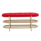 Velvet Home Storage Soft Bag Cushion Iron Art Shoe Changing Round Bench