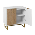 White and Gold Storage Cabinet with 2 Doors, Modern Sideboard Cabinet, Kitchen Buffet with Sideboard Buffet for Living Room