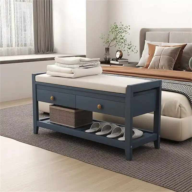 Shoe Storage Bench with 2 Drawers - 14D x 39W x 20H