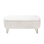 Upholster Storage Ottoman Bench with Faux Fur - 39.37L x 15.75W x 15.5H