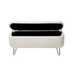 Upholster Storage Ottoman Bench with Faux Fur - 39.37L x 15.75W x 15.5H