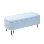 Upholster Storage Ottoman Bench with Faux Fur - 39.37L x 15.75W x 15.5H