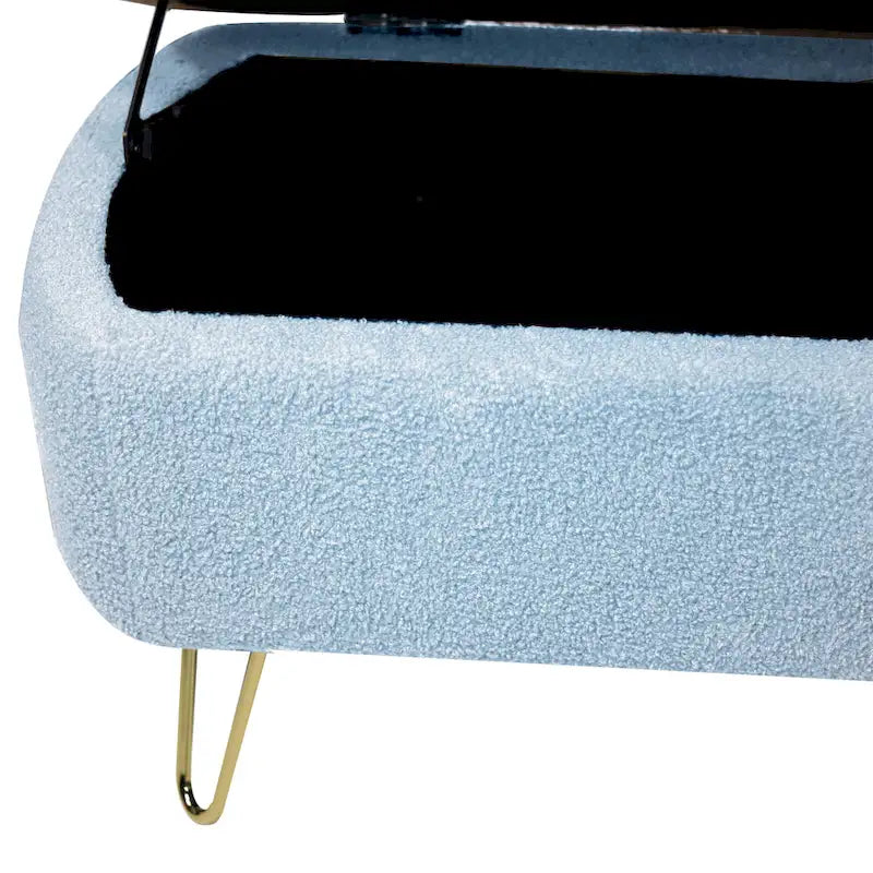 Upholster Storage Ottoman Bench with Faux Fur - 39.37L x 15.75W x 15.5H