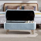 Upholster Storage Ottoman Bench with Faux Fur - 39.37L x 15.75W x 15.5H