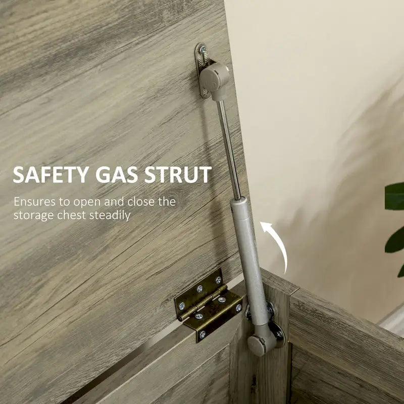 30 Farmhouse Storage Chest, Lift Top Box Organizer with Safety Hinge to Open Up 150 for Bedroom, Entryway, Gray