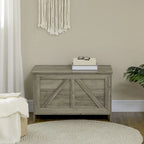 30 Farmhouse Storage Chest, Lift Top Box Organizer with Safety Hinge to Open Up 150 for Bedroom, Entryway, Gray