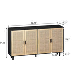 62.20 Elegant and Functional 4-Door Rattan Decorative Storage Cabinet