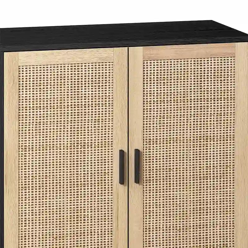 62.20 Elegant and Functional 4-Door Rattan Decorative Storage Cabinet