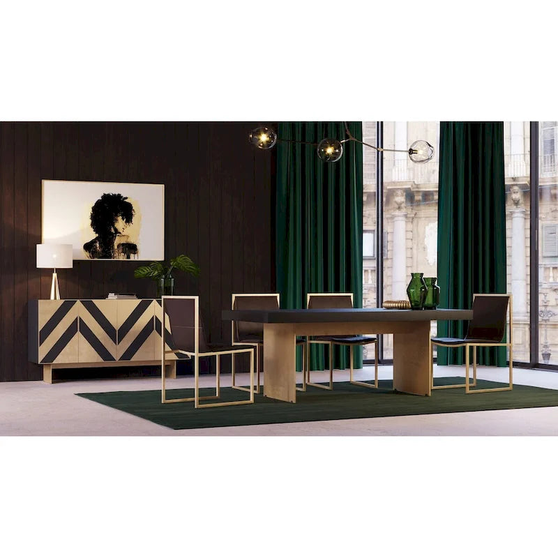 Modrest Perret Glam Black Ash & Brushed Brass Modern Buffet