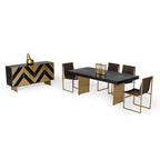 Modrest Perret Glam Black Ash & Brushed Brass Modern Buffet