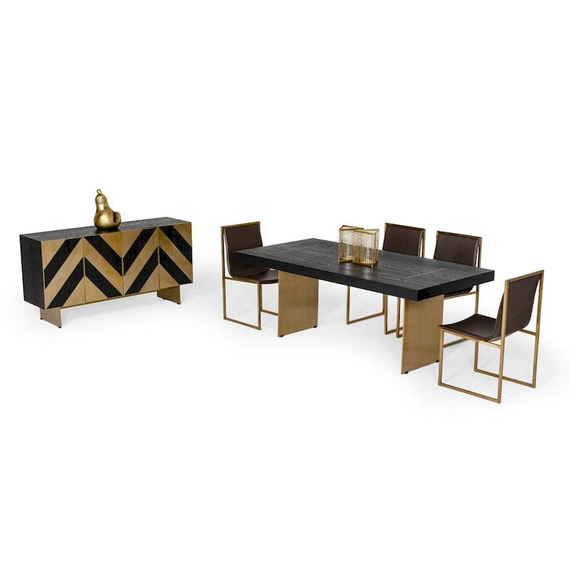 Modrest Perret Glam Black Ash & Brushed Brass Modern Buffet