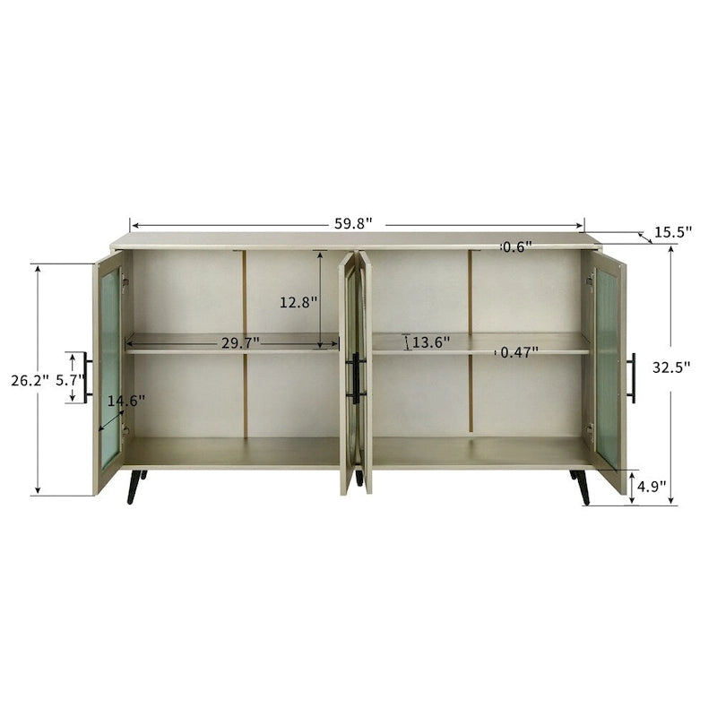 Sideboard Storage Cabinet & Adjustable Shelves for Living Room Bedroom