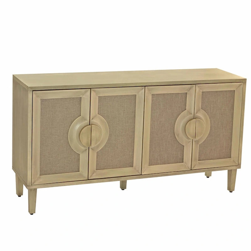 59.84 Elegant Vintage 4-Door Linen Cabinet with Linen Decorated Doors