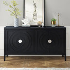 Retro Circular Groove Design Sideboard with Round Metal Door Handle
