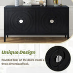 Retro Circular Groove Design Sideboard with Round Metal Door Handle