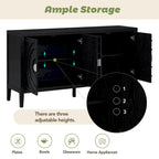 Retro Circular Groove Design Sideboard with Round Metal Door Handle